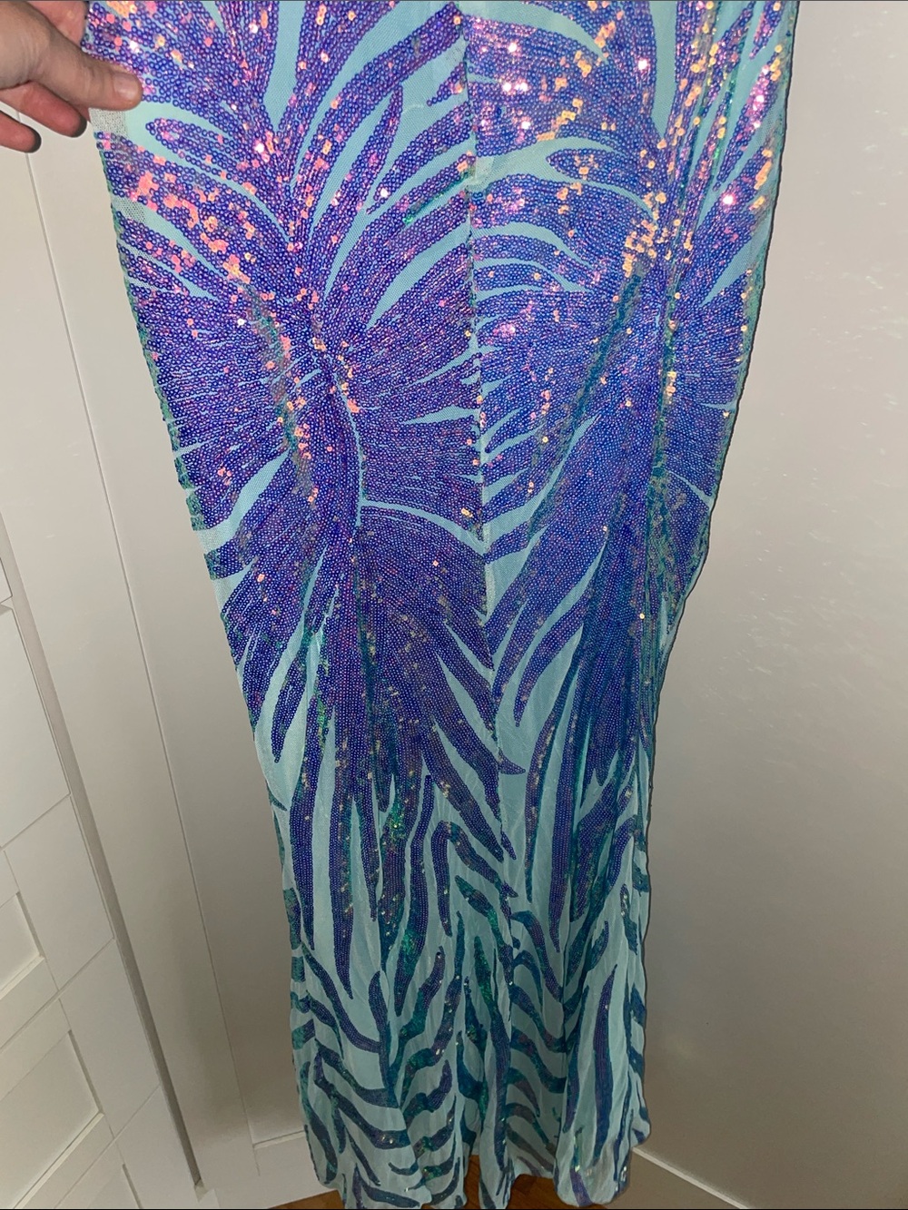 Glam One-Shoulder mermaid sequin gown M - Picture 12 of 13